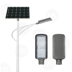 DS-AIT1-B ไฟถนน LED พลังงานแสงอาทิตย์ 2 ดวงพร้อมเซ็นเซอร์ตรวจจับความเคลื่อนไหว PIR เสริม (100W-120W-150W-200W-300W)